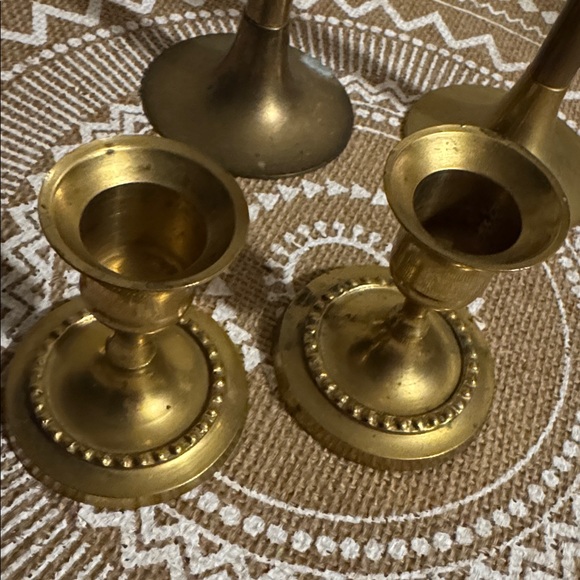 Set of 4 Brass Candlestick Holders made in India - Picture 5 of 7